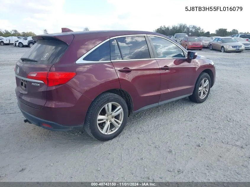 2015 Acura Rdx VIN: 5J8TB3H55FL016079 Lot: 40743150