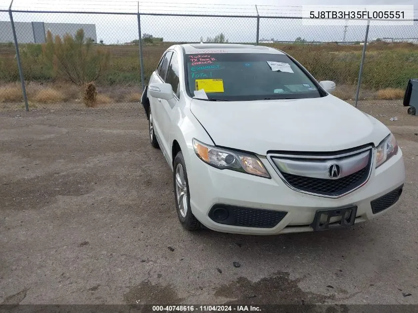 2015 Acura Rdx VIN: 5J8TB3H35FL005551 Lot: 40748616