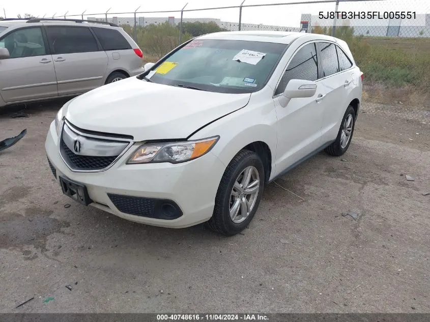 2015 Acura Rdx VIN: 5J8TB3H35FL005551 Lot: 40748616