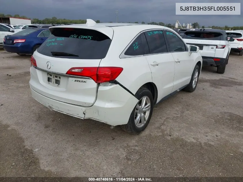 2015 Acura Rdx VIN: 5J8TB3H35FL005551 Lot: 40748616