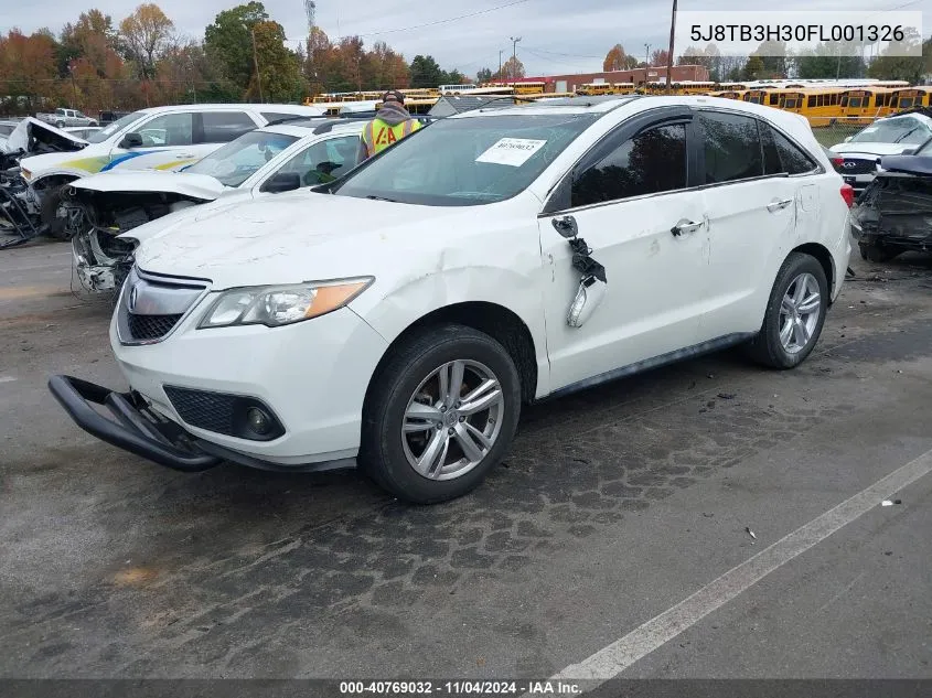 2015 Acura Rdx VIN: 5J8TB3H30FL001326 Lot: 40769032