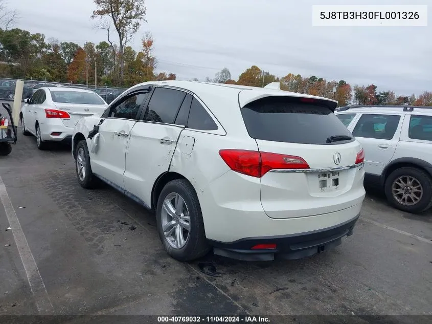 2015 Acura Rdx VIN: 5J8TB3H30FL001326 Lot: 40769032