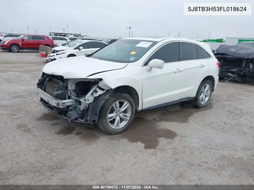 2015 Acura Rdx VIN: 5J8TB3H53FL018624 Lot: 40798072