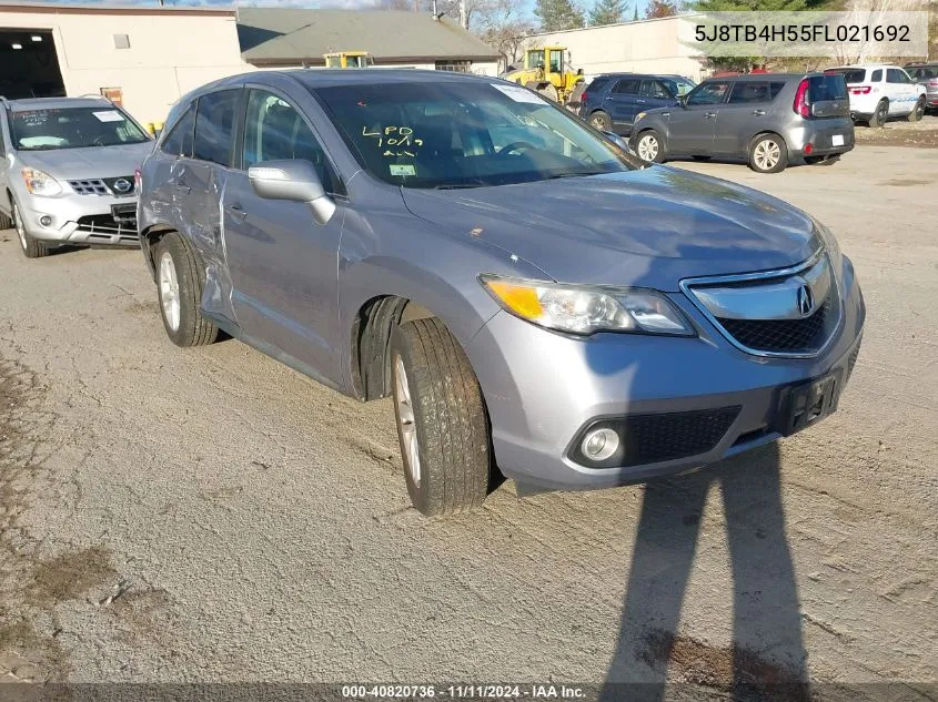 2015 Acura Rdx VIN: 5J8TB4H55FL021692 Lot: 40820736