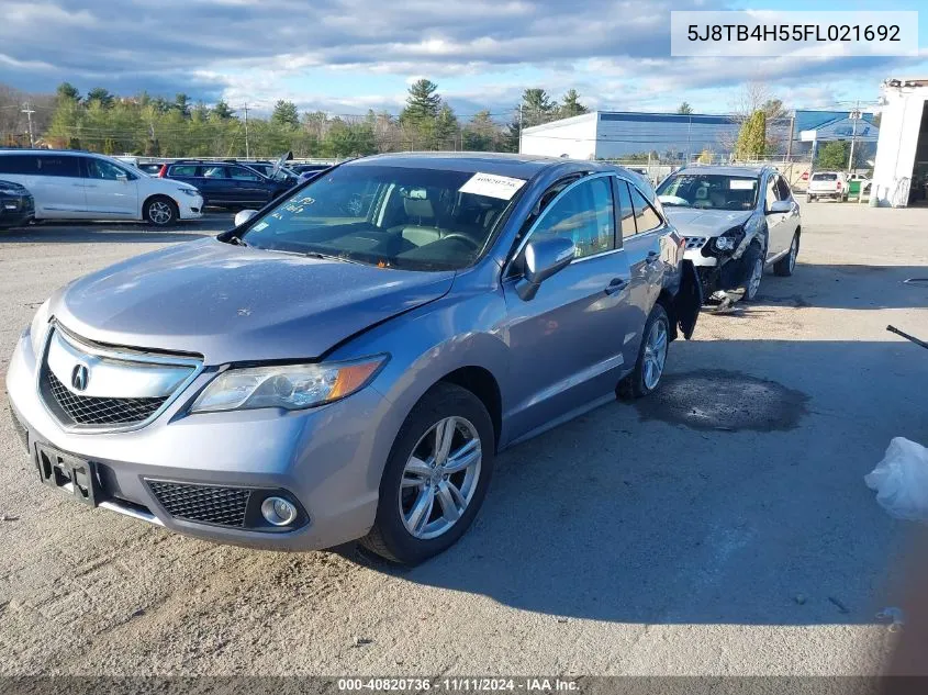 2015 Acura Rdx VIN: 5J8TB4H55FL021692 Lot: 40820736