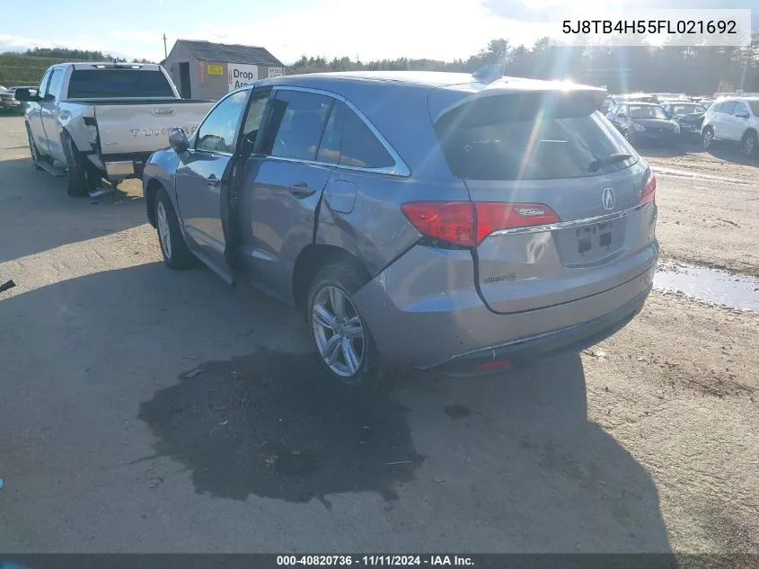 2015 Acura Rdx VIN: 5J8TB4H55FL021692 Lot: 40820736