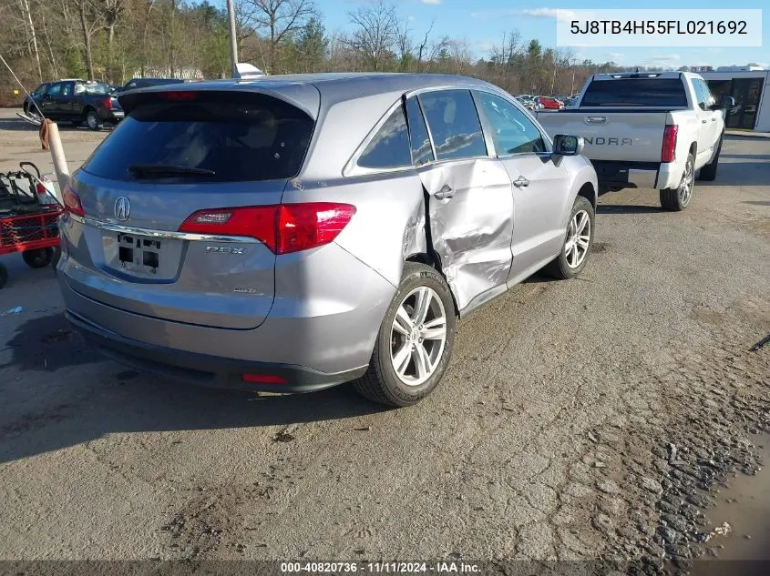 2015 Acura Rdx VIN: 5J8TB4H55FL021692 Lot: 40820736