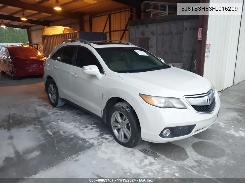 2015 Acura Rdx VIN: 5J8TB3H53FL016209 Lot: 40869707