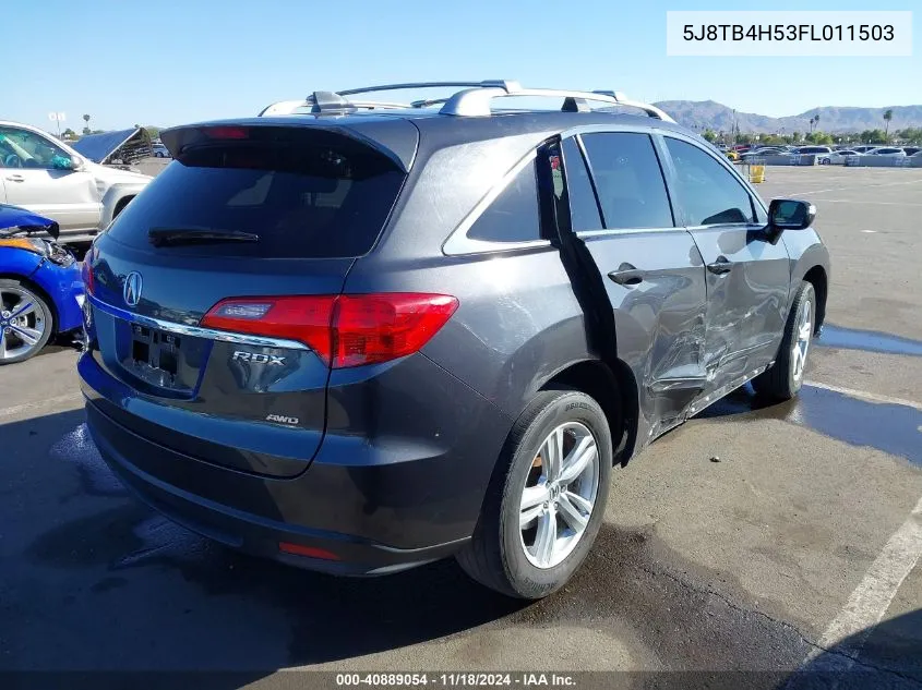 2015 Acura Rdx VIN: 5J8TB4H53FL011503 Lot: 40889054