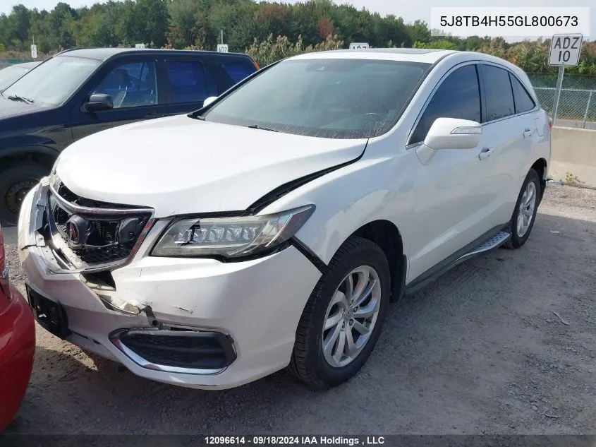 2016 Acura Rdx VIN: 5J8TB4H55GL800673 Lot: 12096614