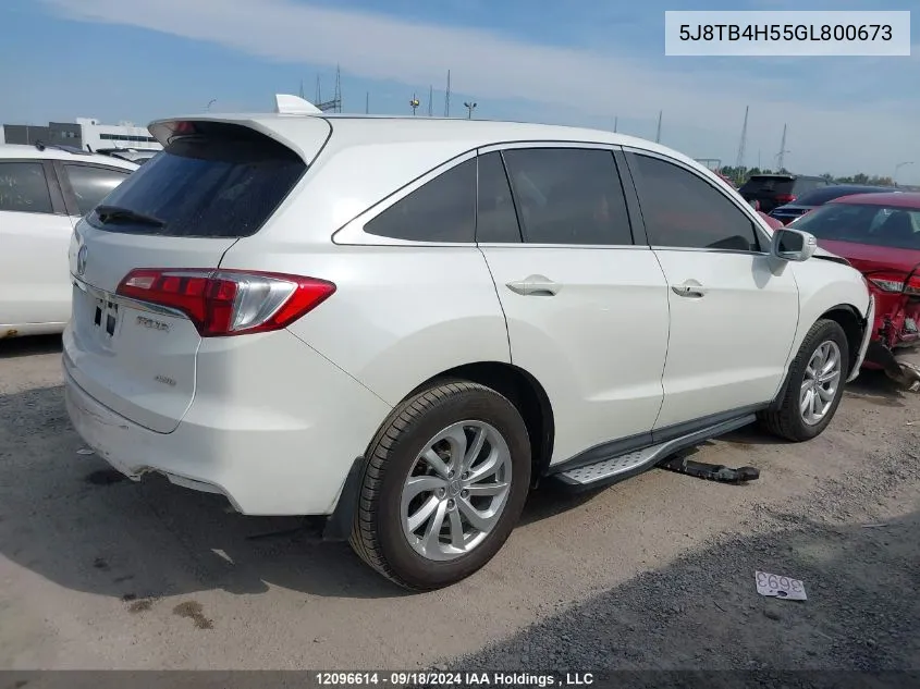 2016 Acura Rdx VIN: 5J8TB4H55GL800673 Lot: 12096614