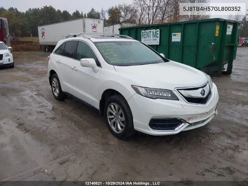 2016 Acura Rdx VIN: 5J8TB4H57GL800352 Lot: 12140821