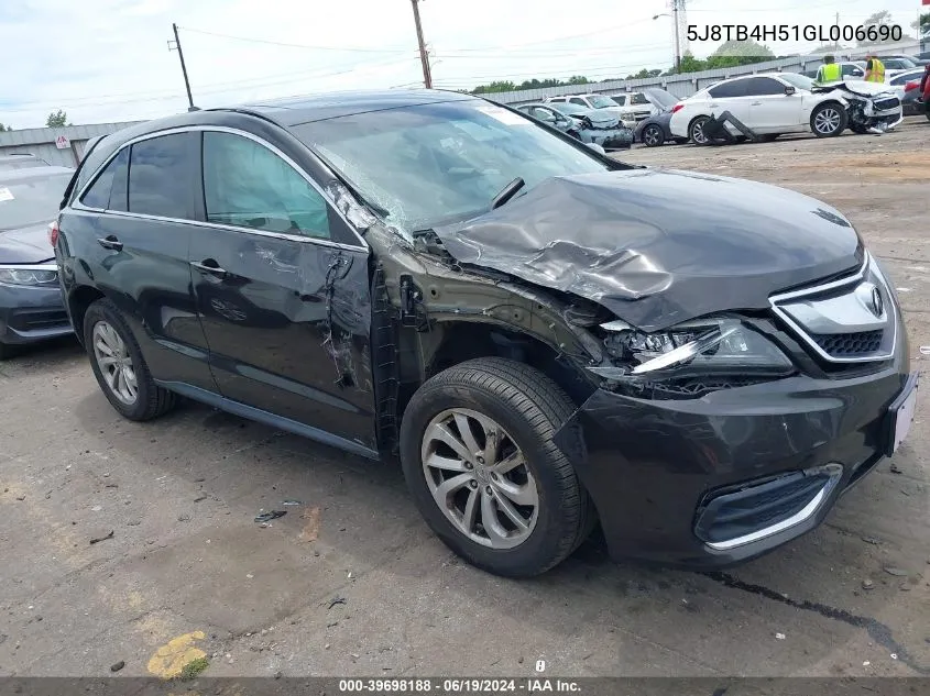 2016 Acura Rdx Technology Acurawatch Plus Packages/Technology Package VIN: 5J8TB4H51GL006690 Lot: 39698188