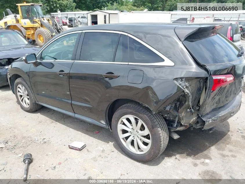 2016 Acura Rdx Technology Acurawatch Plus Packages/Technology Package VIN: 5J8TB4H51GL006690 Lot: 39698188