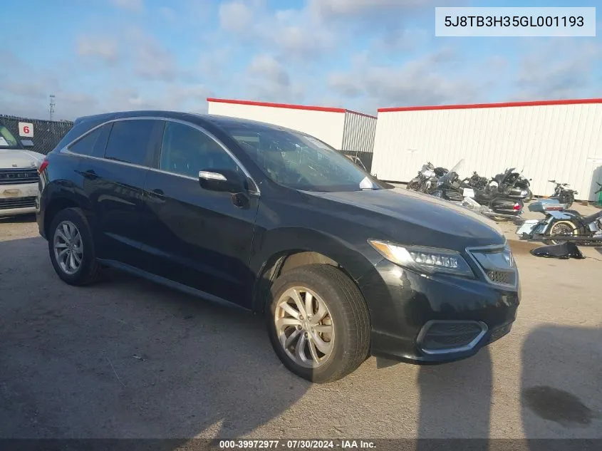 2016 Acura Rdx Acurawatch Plus Pkg VIN: 5J8TB3H35GL001193 Lot: 39972977