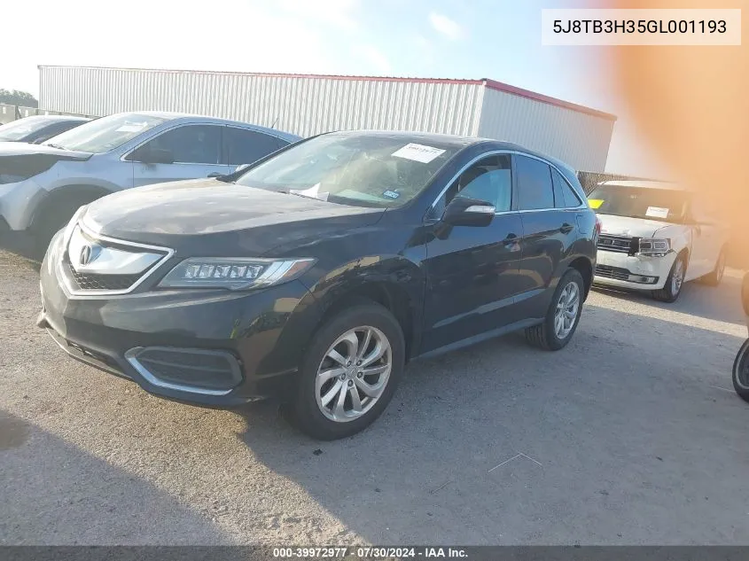 2016 Acura Rdx Acurawatch Plus Pkg VIN: 5J8TB3H35GL001193 Lot: 39972977