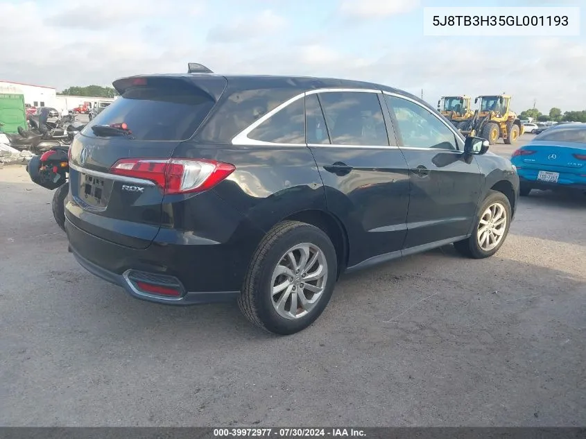 2016 Acura Rdx Acurawatch Plus Pkg VIN: 5J8TB3H35GL001193 Lot: 39972977