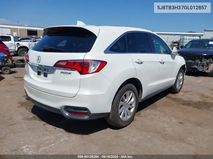 5J8TB3H37GL012857 2016 Acura Rdx Acurawatch Plus Pkg