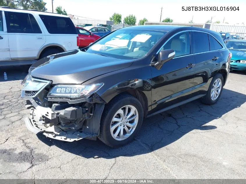 2016 Acura Rdx Acurawatch Plus Pkg VIN: 5J8TB3H3XGL016904 Lot: 40130029