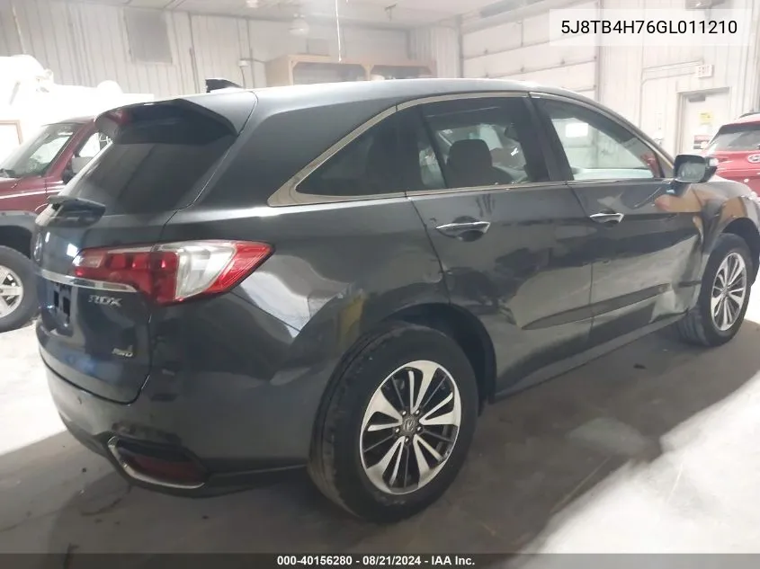 2016 Acura Rdx Advance VIN: 5J8TB4H76GL011210 Lot: 40156280