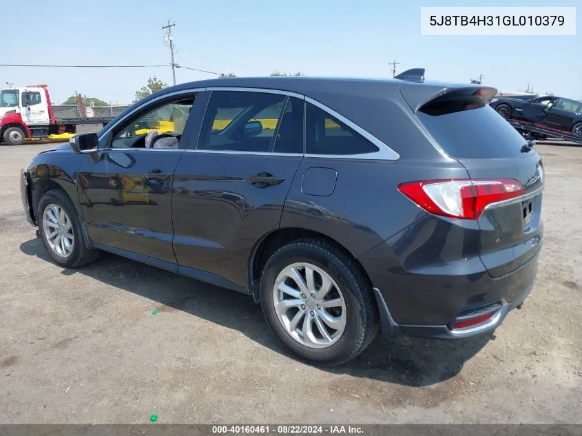 2016 Acura Rdx Acurawatch Plus Package VIN: 5J8TB4H31GL010379 Lot: 40160461