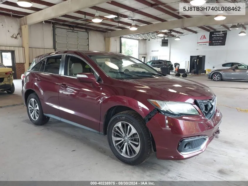 2016 Acura Rdx Advance Package VIN: 5J8TB3H74GL008462 Lot: 40238975