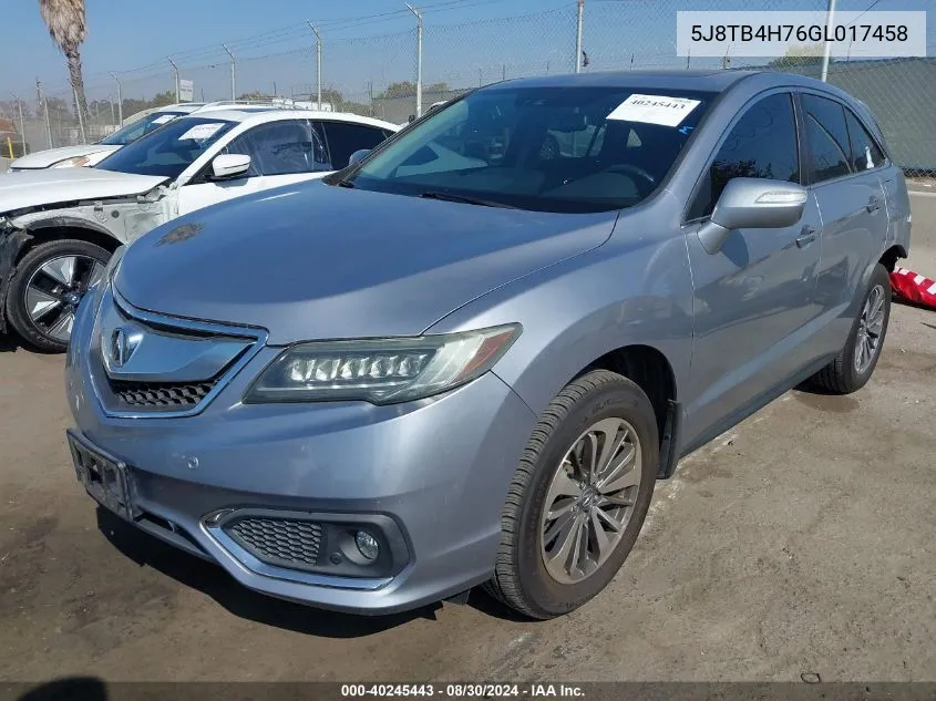 5J8TB4H76GL017458 2016 Acura Rdx Advance Package