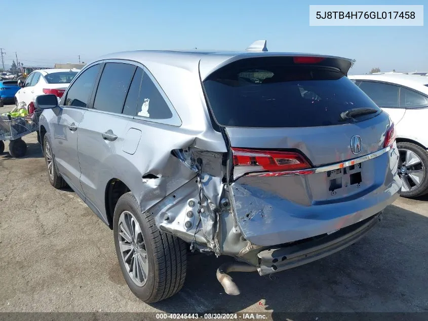 5J8TB4H76GL017458 2016 Acura Rdx Advance Package