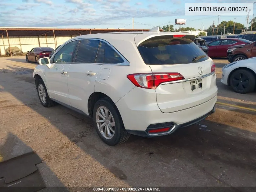 2016 Acura Rdx Technology Acurawatch Plus Packages/Technology Package VIN: 5J8TB3H56GL000071 Lot: 40301059