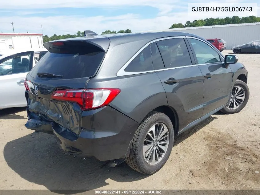 5J8TB4H75GL006743 2016 Acura Rdx Advance Package