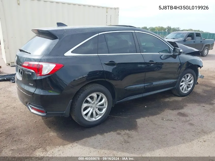 2016 Acura Rdx Acurawatch Plus Package VIN: 5J8TB4H35GL019926 Lot: 40355678