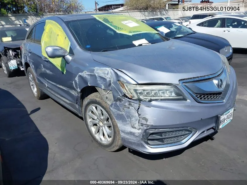 2016 Acura Rdx Technology Acurawatch Plus Packages/Technology Package VIN: 5J8TB4H53GL010904 Lot: 40369694