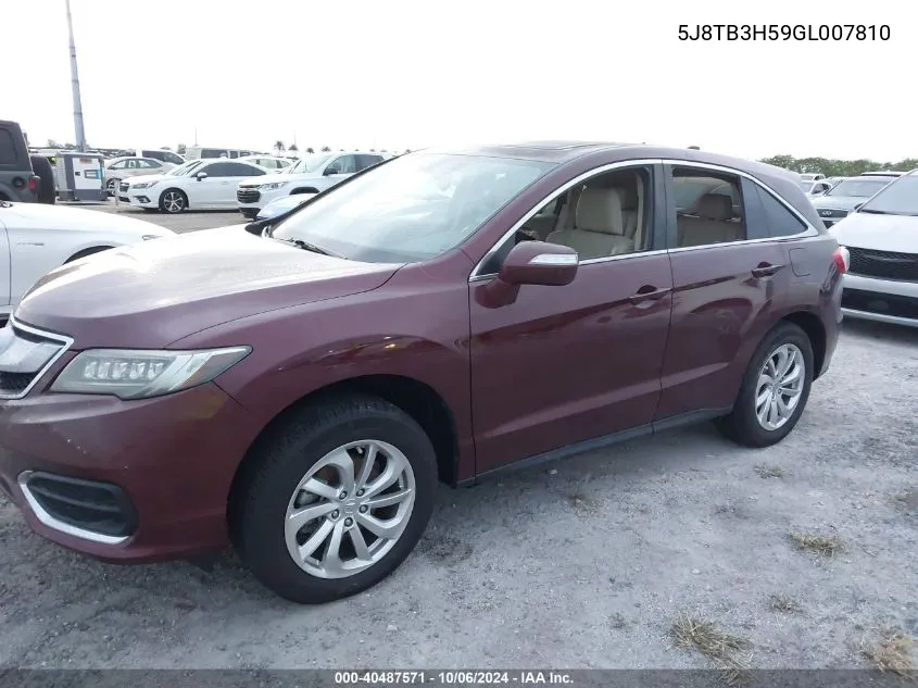 2016 Acura Rdx Technology Acurawatch Plus Packages/Technology Package VIN: 5J8TB3H59GL007810 Lot: 40487571