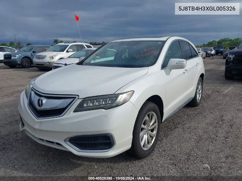 2016 Acura Rdx VIN: 5J8TB4H3XGL005326 Lot: 40528390