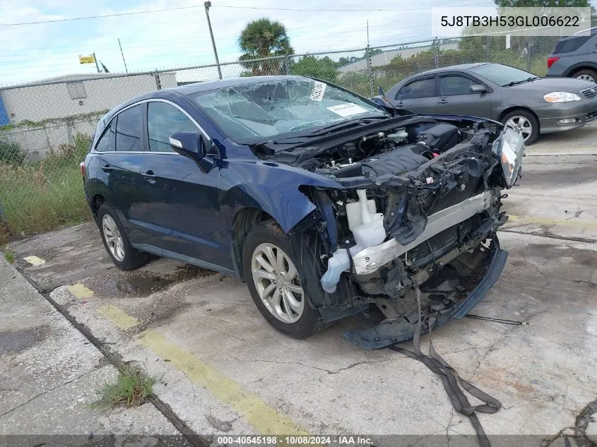 2016 Acura Rdx Technology VIN: 5J8TB3H53GL006622 Lot: 40545198