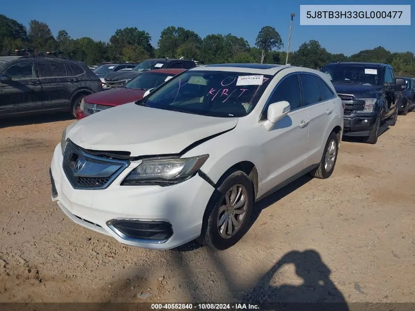 2016 Acura Rdx Acurawatch Plus Pkg VIN: 5J8TB3H33GL000477 Lot: 40552840