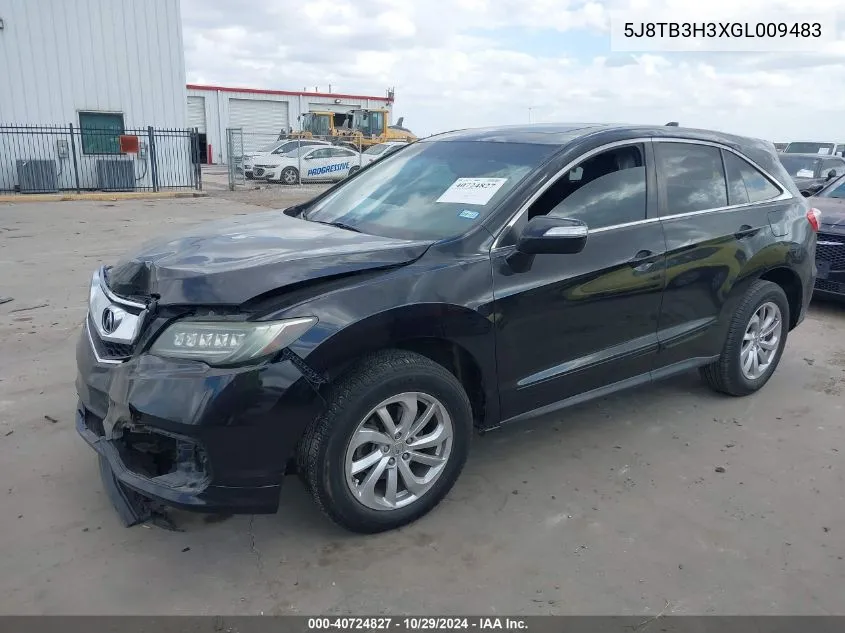 2016 Acura Rdx Acurawatch Plus Pkg VIN: 5J8TB3H3XGL009483 Lot: 40724827