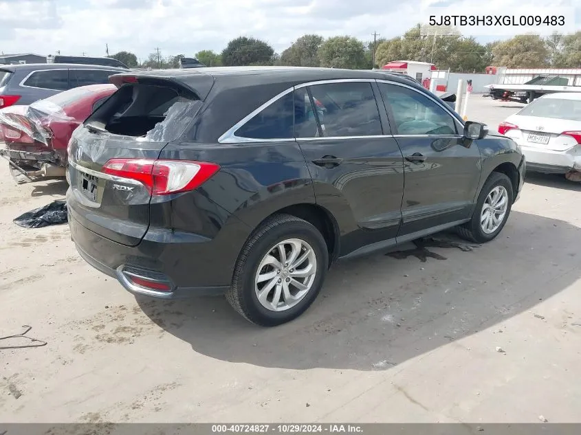 2016 Acura Rdx Acurawatch Plus Pkg VIN: 5J8TB3H3XGL009483 Lot: 40724827