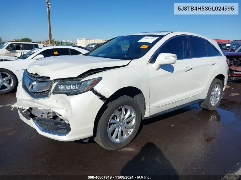 5J8TB4H53GL024995 2016 Acura Rdx Technology Acurawatch Plus Packages/Technology Package