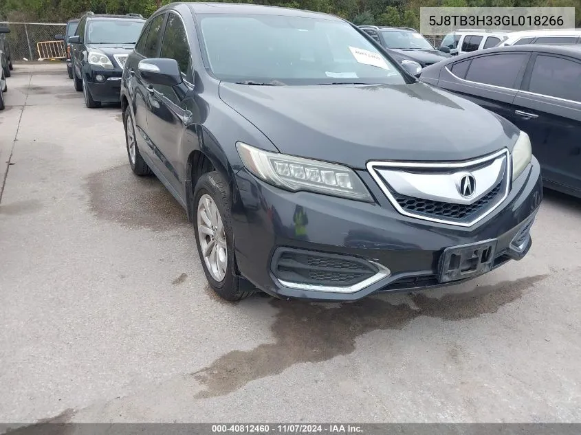 2016 Acura Rdx Acurawatch Plus Pkg VIN: 5J8TB3H33GL018266 Lot: 40812460