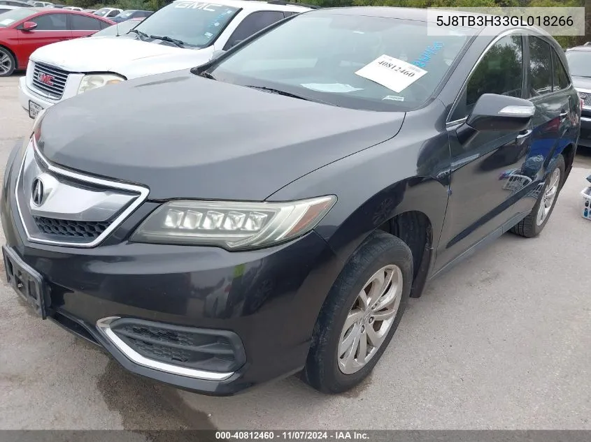 2016 Acura Rdx Acurawatch Plus Pkg VIN: 5J8TB3H33GL018266 Lot: 40812460