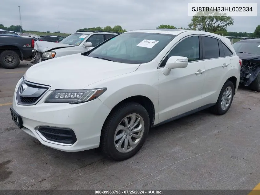 2017 Acura Rdx Acurawatch Plus Package VIN: 5J8TB4H33HL002334 Lot: 39953793