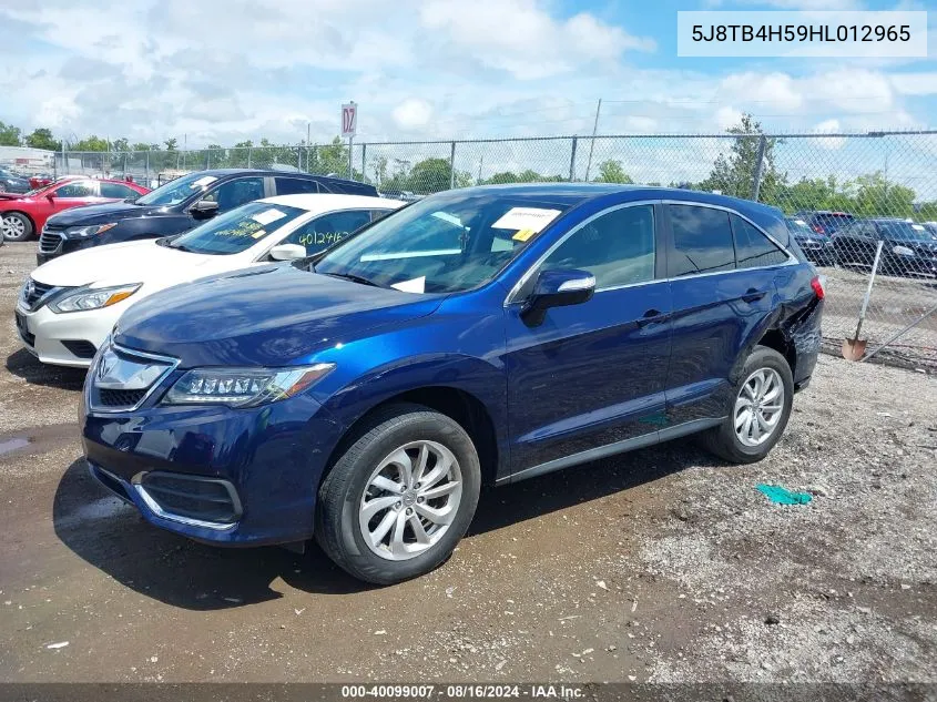 2017 Acura Rdx Technology Acurawatch Plus Packages/W/Technology Package VIN: 5J8TB4H59HL012965 Lot: 40099007