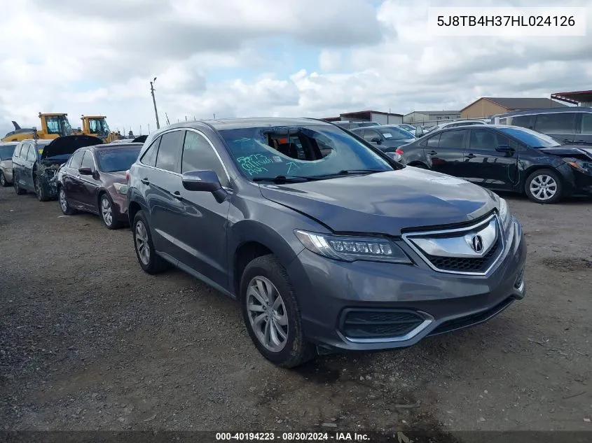 2017 Acura Rdx Acurawatch Plus Package VIN: 5J8TB4H37HL024126 Lot: 40194223