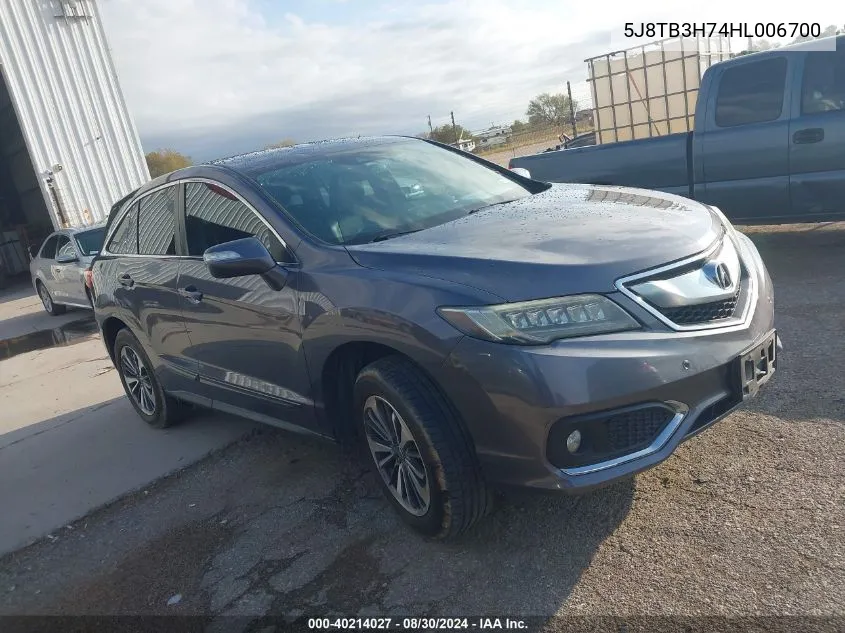 2017 Acura Rdx Advance Package VIN: 5J8TB3H74HL006700 Lot: 40214027