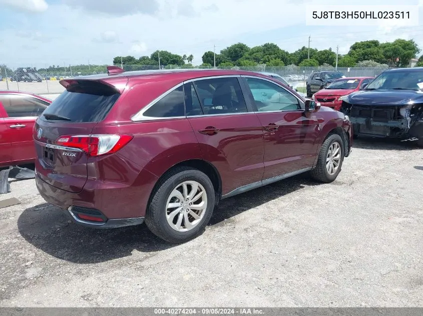 2017 Acura Rdx Technology VIN: 5J8TB3H50HL023511 Lot: 40274204