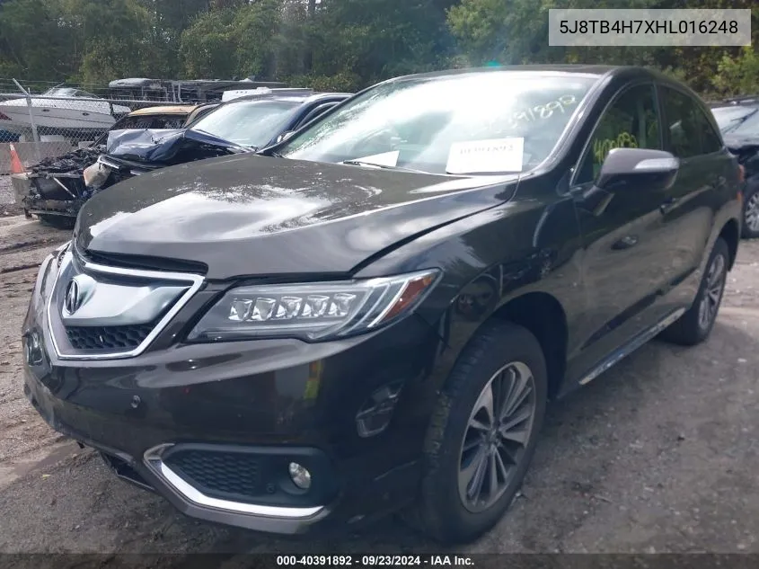 2017 Acura Rdx Advance Package VIN: 5J8TB4H7XHL016248 Lot: 40391892