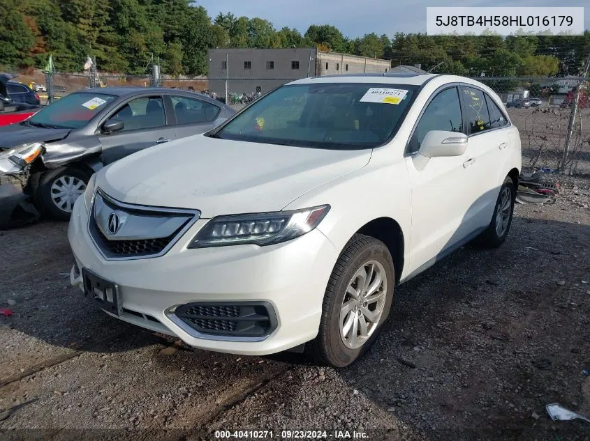 2017 Acura Rdx Technology Package/W/Technology/Acurawatch Plus Pkg VIN: 5J8TB4H58HL016179 Lot: 40410271