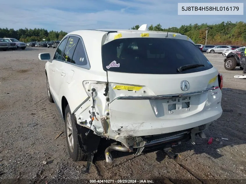 2017 Acura Rdx Technology Package/W/Technology/Acurawatch Plus Pkg VIN: 5J8TB4H58HL016179 Lot: 40410271