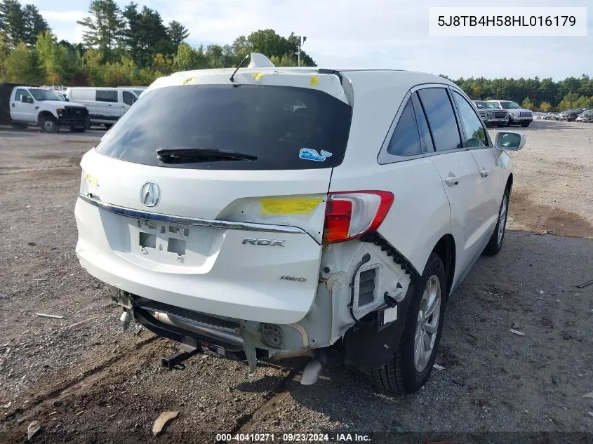 2017 Acura Rdx Technology Package/W/Technology/Acurawatch Plus Pkg VIN: 5J8TB4H58HL016179 Lot: 40410271